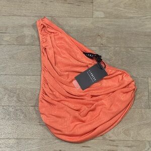 NWT Lioness Orange Ruched One Shoulder Crop Top Size 4 Small